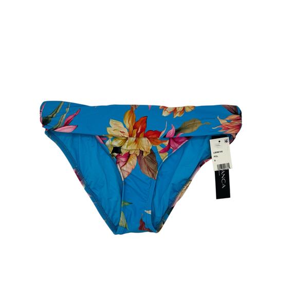LA BLANCA *NEW* Shirred Band Hipster Bikini Bottom Tropical Blue Size 8 LB0M195 - Picture 1 of 4